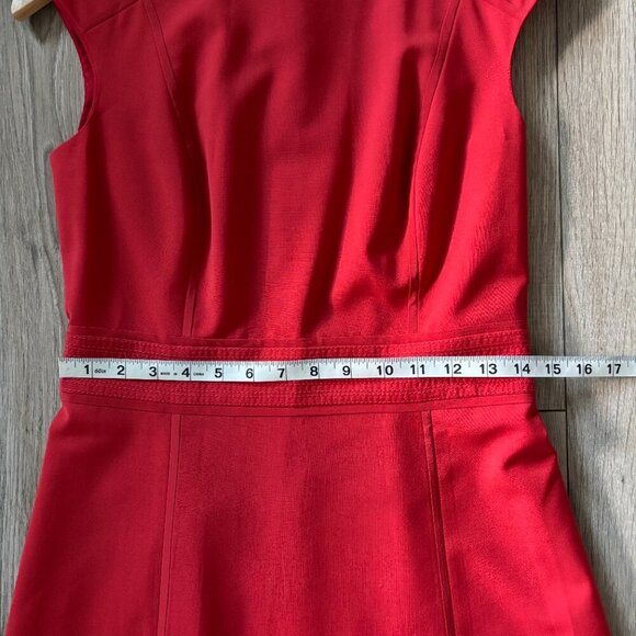 Tory Burch Megan A-Line Red Dress with Cap Sleeves Womens Size 4 Holiday Party - Picture 9 of 10